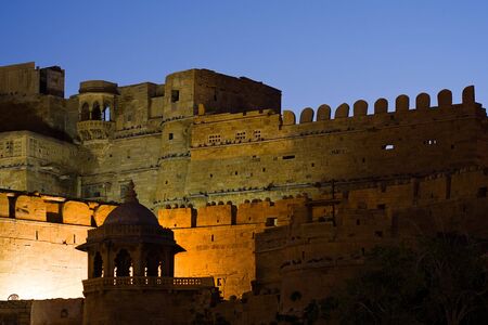 Night view of Jaisalmer fortress - Jaisalmer, Rajasthan, Indiaの写真素材