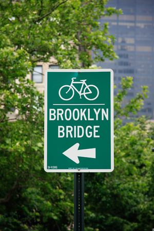 Brooklyn Bridge street sign - New York City, USAの写真素材