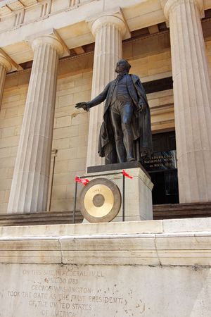 Statue of George Washington - Federal Hall National Memorial, New York City, USAの写真素材
