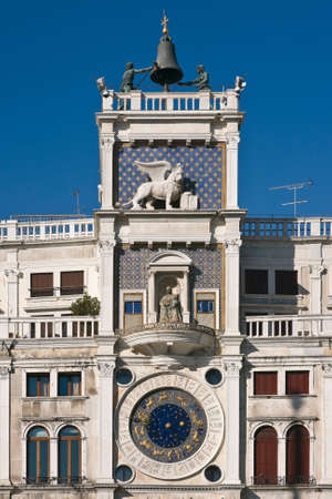 The Clock Tower with astronomical clock (15th century) at Saint Mark's square - Venice, Venezia, Italy, Europeのeditorial素材