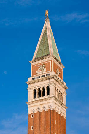 Campanile bell tower at dawn in Saint Mark's square - Venice, Venezia, Italy, Europeのeditorial素材