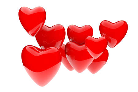 Valentine s day red hearts  3D render の写真素材