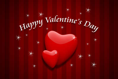 Valentine s day card with red heartsの写真素材