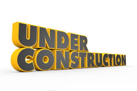 3D yellow grey Under Construction text on whiteの写真素材