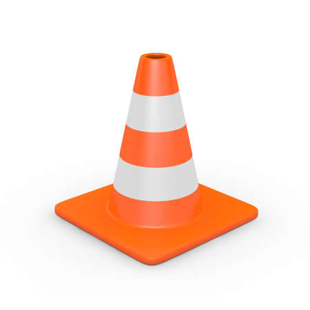 A traffic cone isolated on white  3D render の写真素材