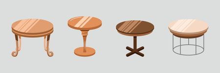 Isometric Wooden Tables Collectionのイラスト素材