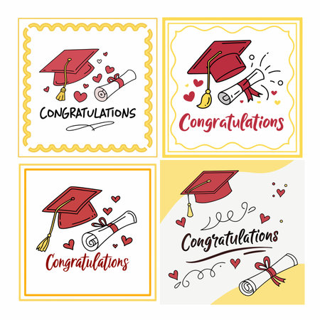 Hand-drawn Graduation Congratulations Cards Collectionのイラスト素材