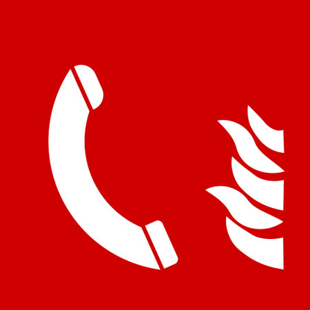 Red white fire safety sign phone vectorのイラスト素材