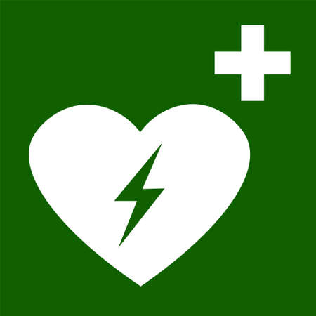 Emergency defibrillator sign green white vectorのイラスト素材
