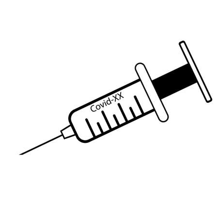 Black and white syringe vector coronavirusのイラスト素材