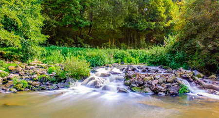 River Colmont near Oisseau village in summer, Mayenne Franceの写真素材