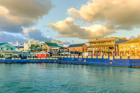 George Town, Grand Cayman, Cayman Islands, Nov 2017, view of Harbour Drive from the Caribbean Seaのeditorial素材