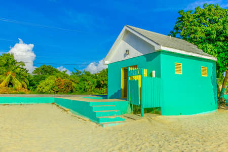 Public toilet on a beachの写真素材