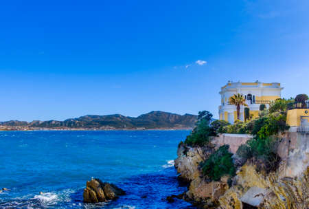 Marseilles, France, March 2018,  villa "Petite Ourse" by Maldorme bay on the Mediterranean sea, Provenceのeditorial素材