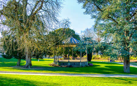 Mayenne, France, Feb 2019, bandstand in the park of the "Mayenne Chateau museum"のeditorial素材