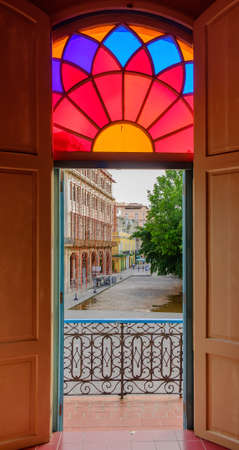 Havana, Cuba, July 2019, view from Santa Isabel hotel room into the Square of Armsのeditorial素材