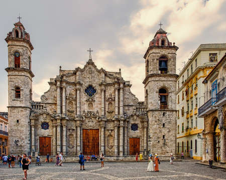 Havana, Cuba, July 2019, Catedral de San Cristobal located in the Plaza de la Catedralのeditorial素材