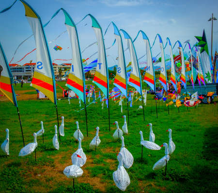 Marseilles, France, Sept 2019, geese shape weathercock for sale at the Festival of the Wind on...