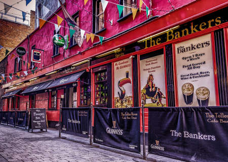 Dublin, Ireland, March 2018, outside The Bankers (Pub, bar, restaurant) in Dameのeditorial素材