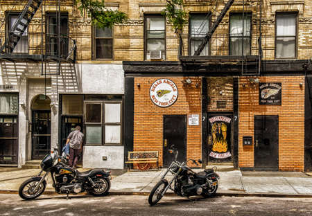 New York City, USA, May 2018, facade of the Hells Angels Headquarters building in East Village in Manhattanのeditorial素材