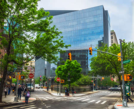 New York City, USA, May 2018, International Insurance Society building in Astor Place view from Stuyvesant street, East Villageのeditorial素材