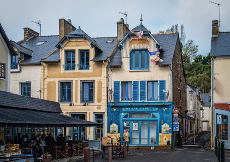 Cancale, France, Sept 2020, view of the bar "Le Tapecul" closed during the confinementのeditorial素材