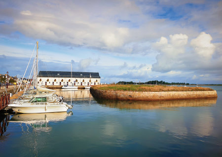 Le Croisic, France, Sept 2020, boats moored in a port of Brittany on a sunny dayのeditorial素材