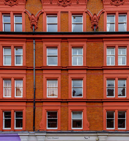 London, U.K, March 2019, close up on the facade above the Grey Flannel, a men's clothing shop in...