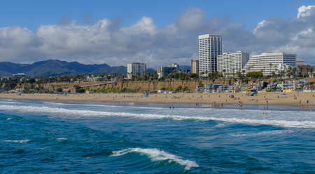 Panoramic of Santa Monica beach in California, Los Angeles, USA
