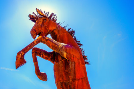 California, U.S.A, March 2019, metal horse sculpture by the artist Ricardo Breceda in the Anza-Borrego Desert State Parkのeditorial素材