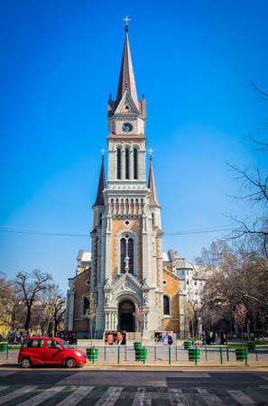 Budapest, Hungary, March 2020, view of St Francis of Assisi Parish Church at Bakats squareのeditorial素材