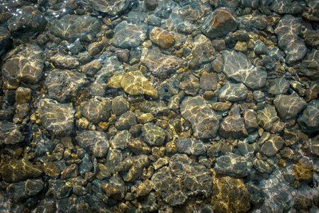 Sight of the stony Caribbean Sea, Grand Cayman, Cayman Islands.の写真素材
