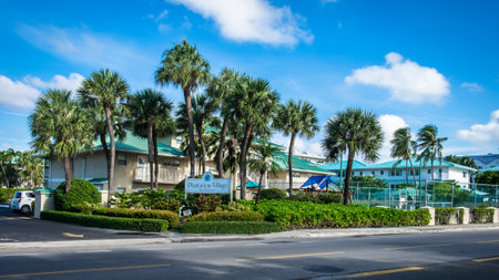 Grand Cayman, Cayman Islands, Aug 2022, view of the Plantation Village Beach Resort in the George Town districtの写真素材