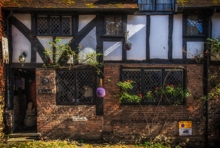 East Sussex, England, July 2022, close up of a Tudor house in the old part of townの写真素材