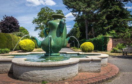 London, United Kingdom, July 2022, view of the Millennium fountain at Cannizaro Park entrance in Wimbledonの写真素材
