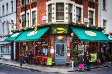London, UK, Sept 2022, view of Bistro 1, a Mediterranean restaurant in Sohoの写真素材