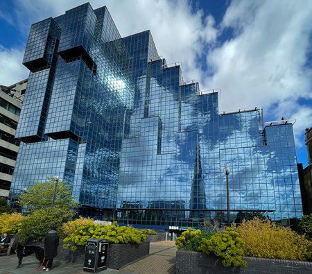 England, United Kingdom, April 2023, view of a modern building by the Thames River, home to RSBC Dorton College in Londonの写真素材