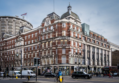 England, United Kingdom, Nov 2nd 2022, view of an urban scene by the Harvey Nichols flagship store in Knightsbridgeの写真素材