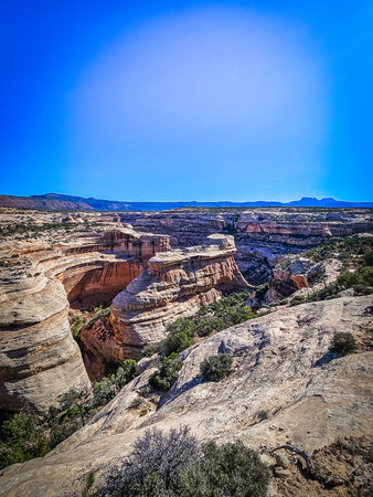 View of a rock formation at the Natural Bridges National Monumentの写真素材