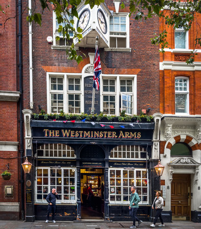 England, United Kingdom, Sept 27th 2023, view of the Westminster Arms, a pub on Storey's Gate in the City of Westminster boroughの写真素材