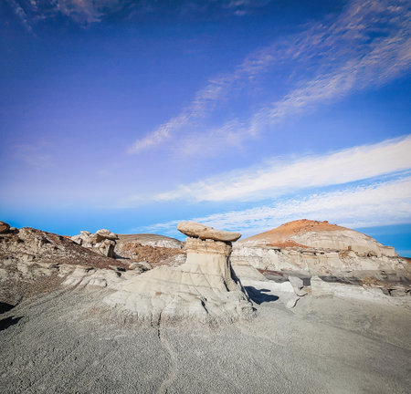 Rock formation on Bisti Badlands found in the Four Corners Region, New Mexicoの写真素材