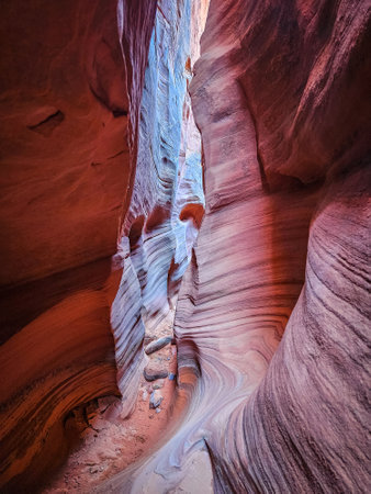 View of a sandstone slot canyon in Grand Staircase-Escalante National Monument, Utahの写真素材