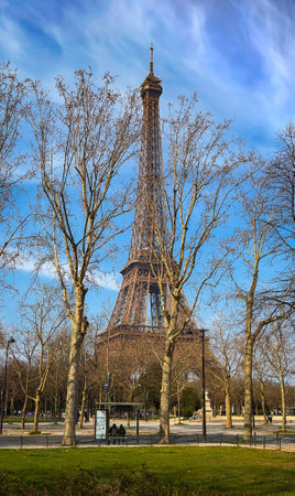 Paris, France, view of an urban scene by the Eiffel Tower