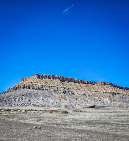 View of Factory Butte in Wayne County, Utahの写真素材