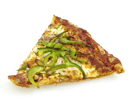 Slice of pizza isolated on white backgroundの写真素材
