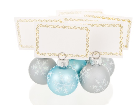 Christmas place cards holders in ball shape group viewの写真素材
