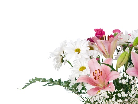 Soft colors flowers bouquet on pure white backgroundの写真素材