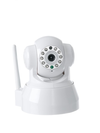 Wireless surveillance camera isolated on white backgroundの写真素材