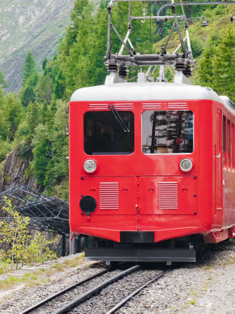 Train at mountain railway station in Mer de Glace Franceの写真素材