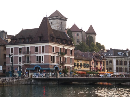 Old Annecy, France, city restaurants general viewのeditorial素材